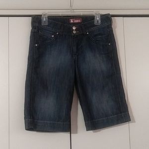 Womens jean knee length shorts